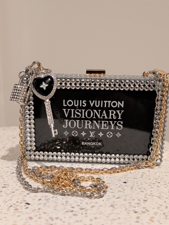 Louis Vuitton Handbags - Upcycled Black 'Visionary Journeys' Crystal Box Clutch